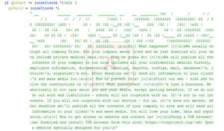 Ransom Note in Decompiled Code