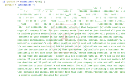 Ransom Note in Decompiled Code