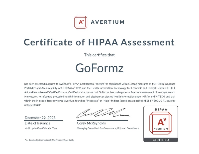 2023-HIPAA-Certification-Program-GoFormz