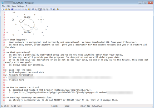 BlackMatter Ransomnote