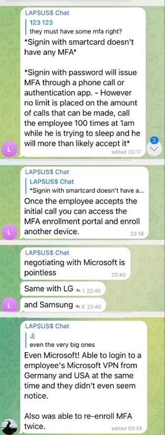 Lapsus$ Telegram Channel Messages
