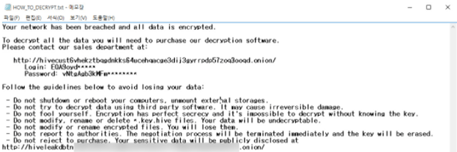 HIVE Ransomware Note