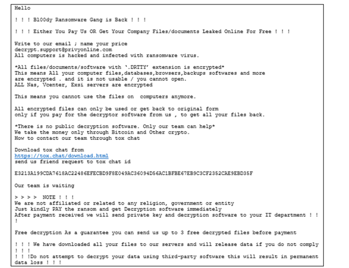 Bl00dy Ransomware Note