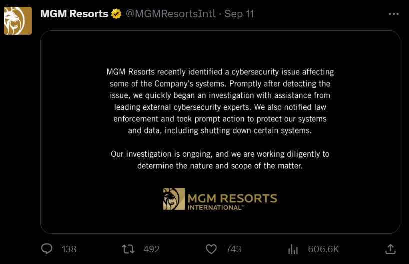 MGM's Statement About Their Breach on X