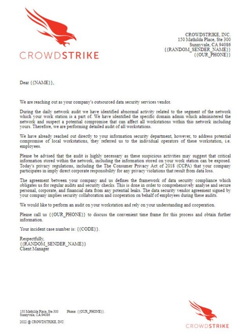 Fake CrowdStrike Email