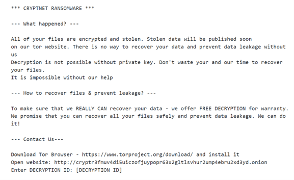 CryptNet Ransom Note