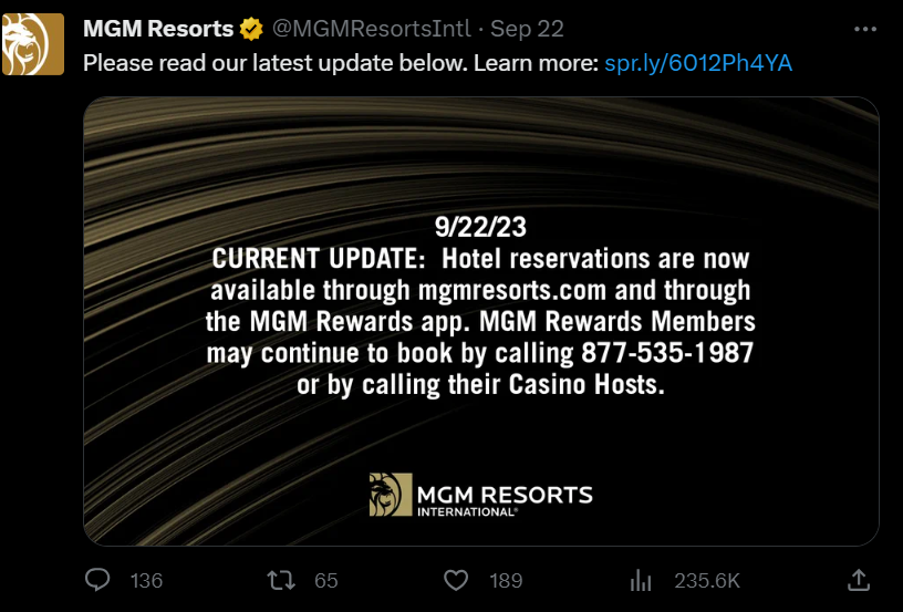 MGM's Most Recent Update on X