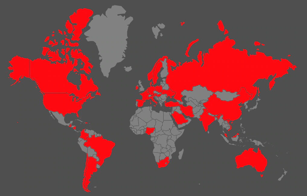 Netwalker Ransomware heat map